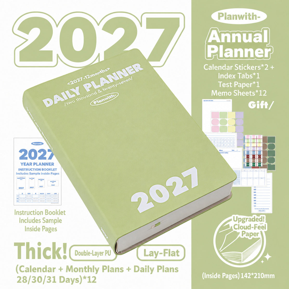 Planwith 2027 Daily Planner – Hourly or 2 Days per Page