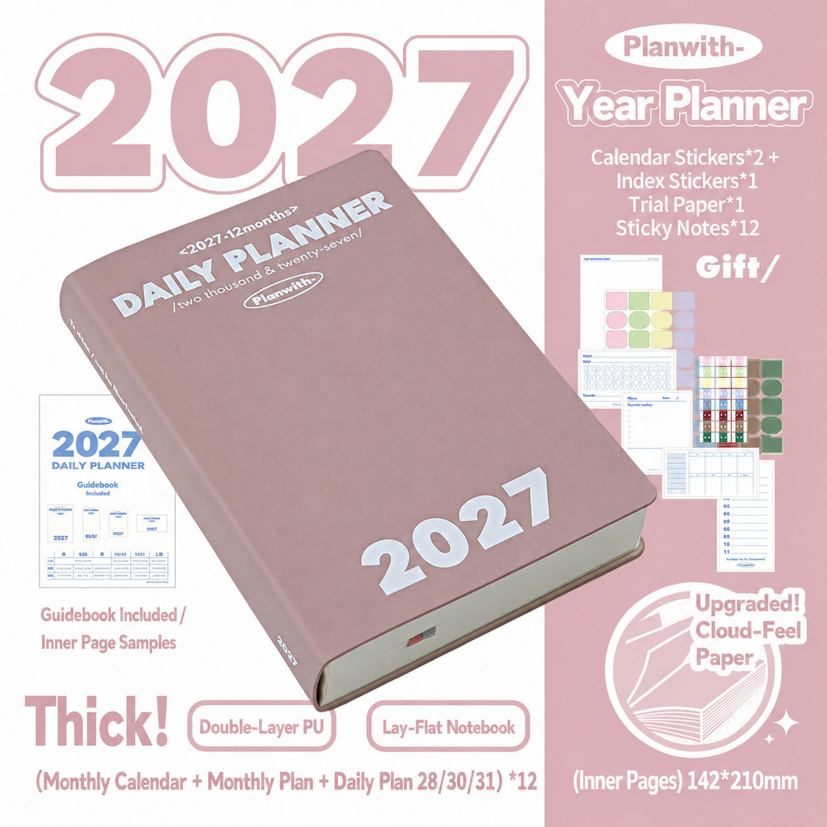 Planwith 2027 Daily Planner – Hourly or 2 Days per Page