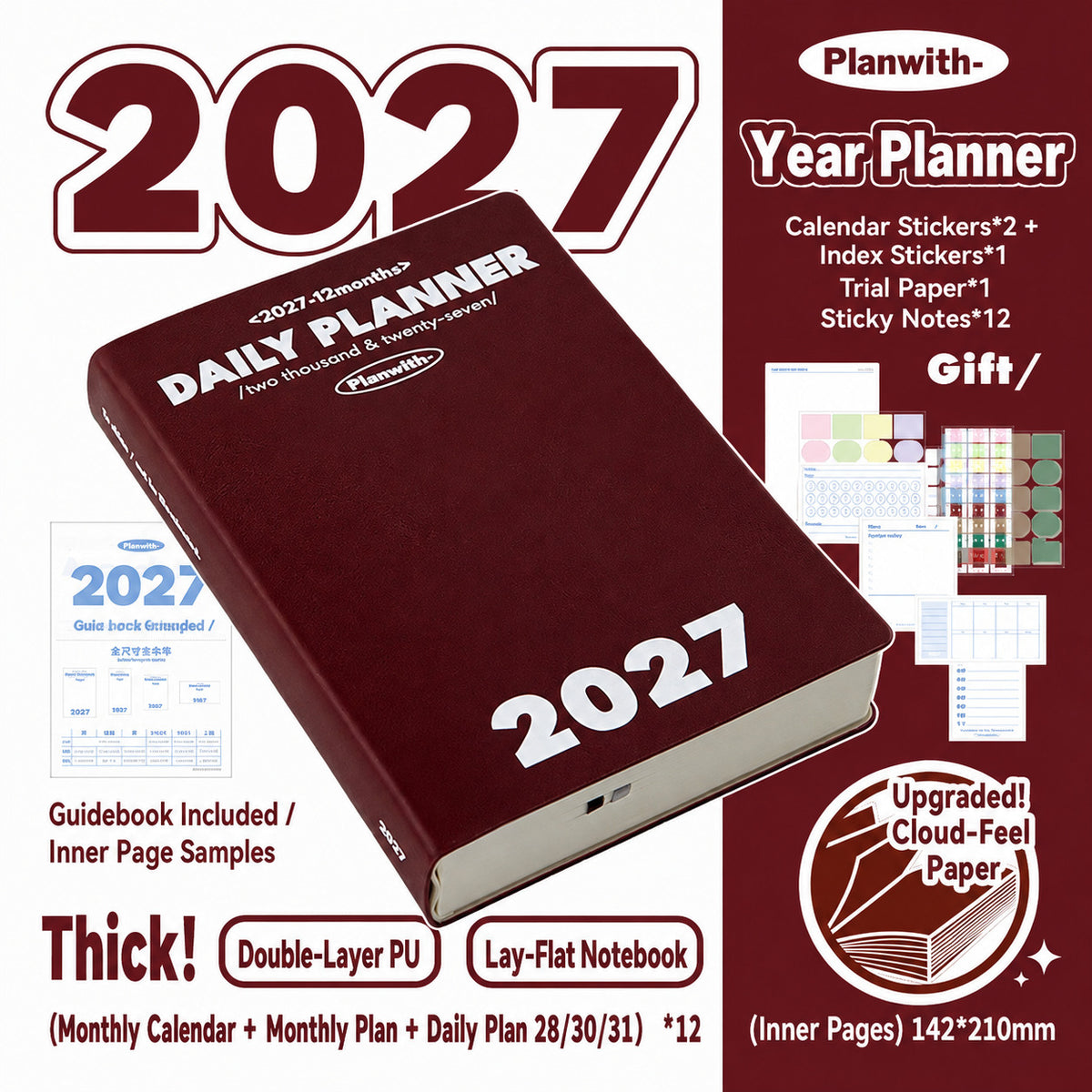 Planwith 2027 Daily Planner – Hourly or 2 Days per Page
