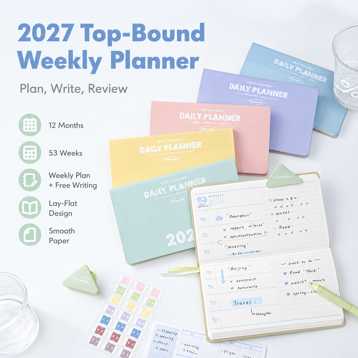 Planwith 2027 Weekly Planner – 4 Layouts 53 Weeks