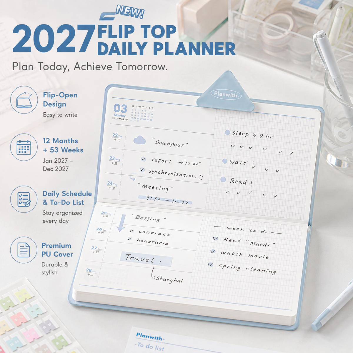 Planwith 2027 Weekly Planner – 4 Layouts 53 Weeks