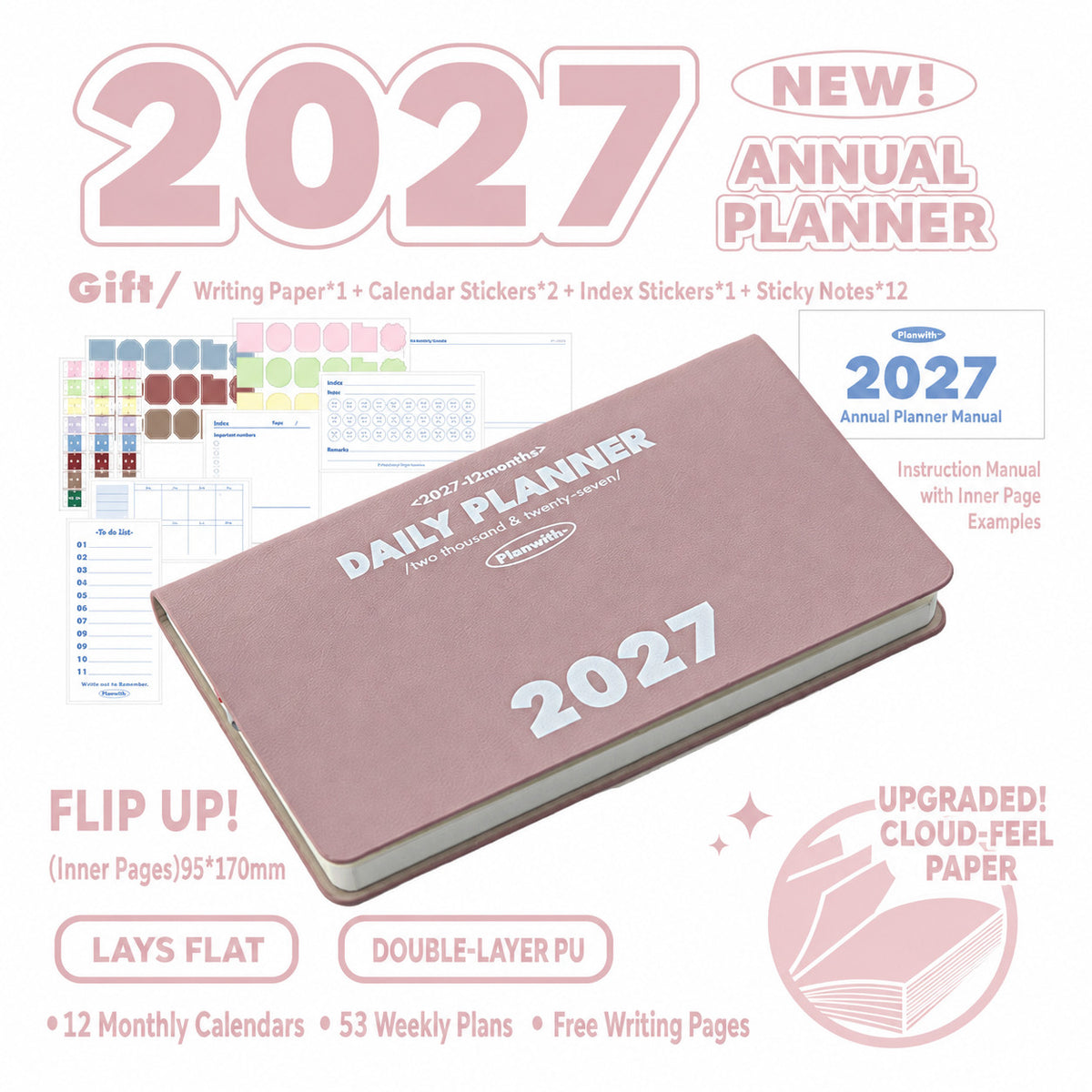 Planwith 2027 Weekly Planner – 4 Layouts 53 Weeks