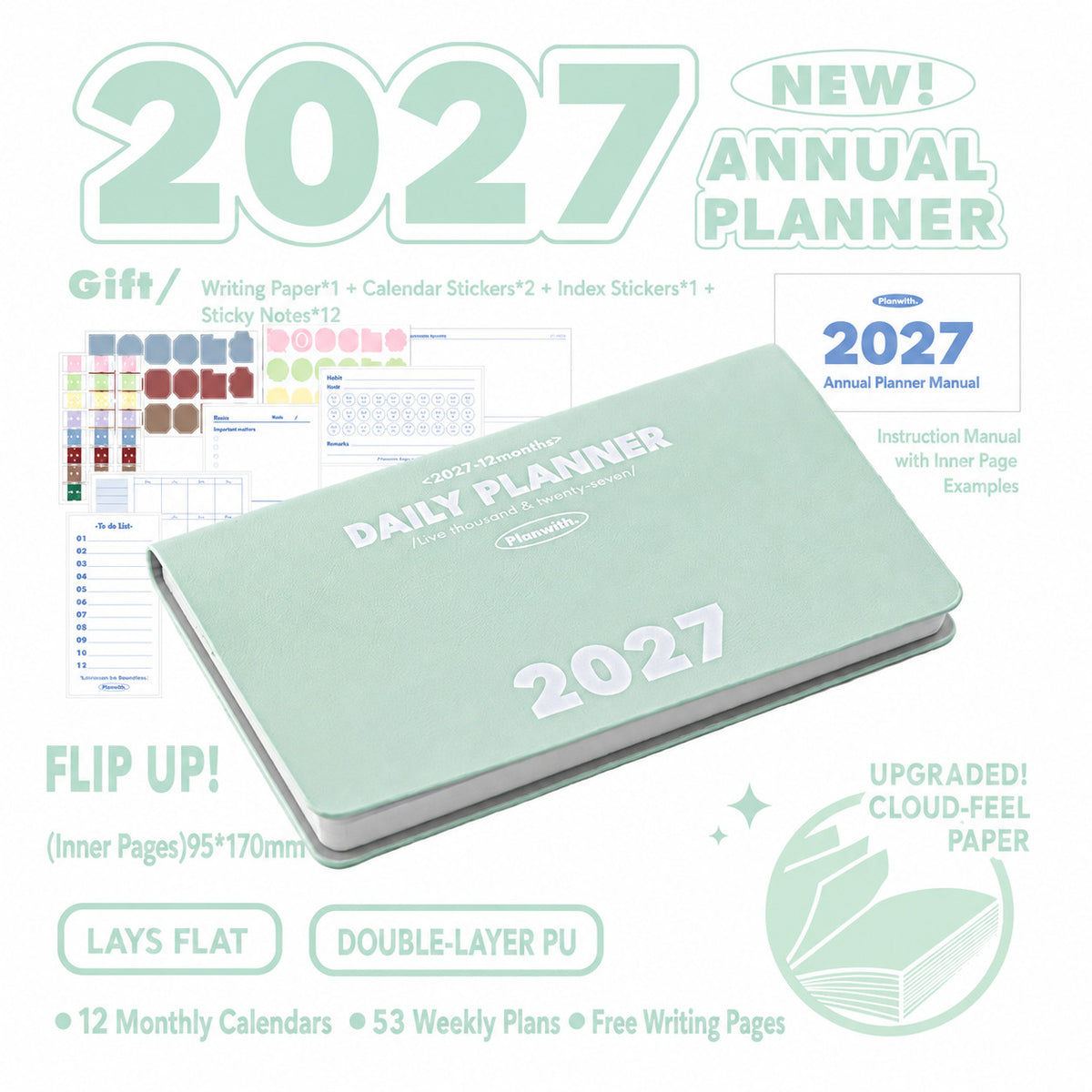 Planwith 2027 Weekly Planner – 4 Layouts 53 Weeks