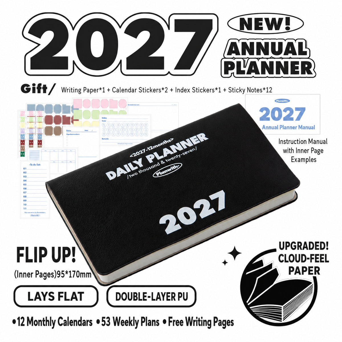 Planwith 2027 Weekly Planner – 4 Layouts 53 Weeks
