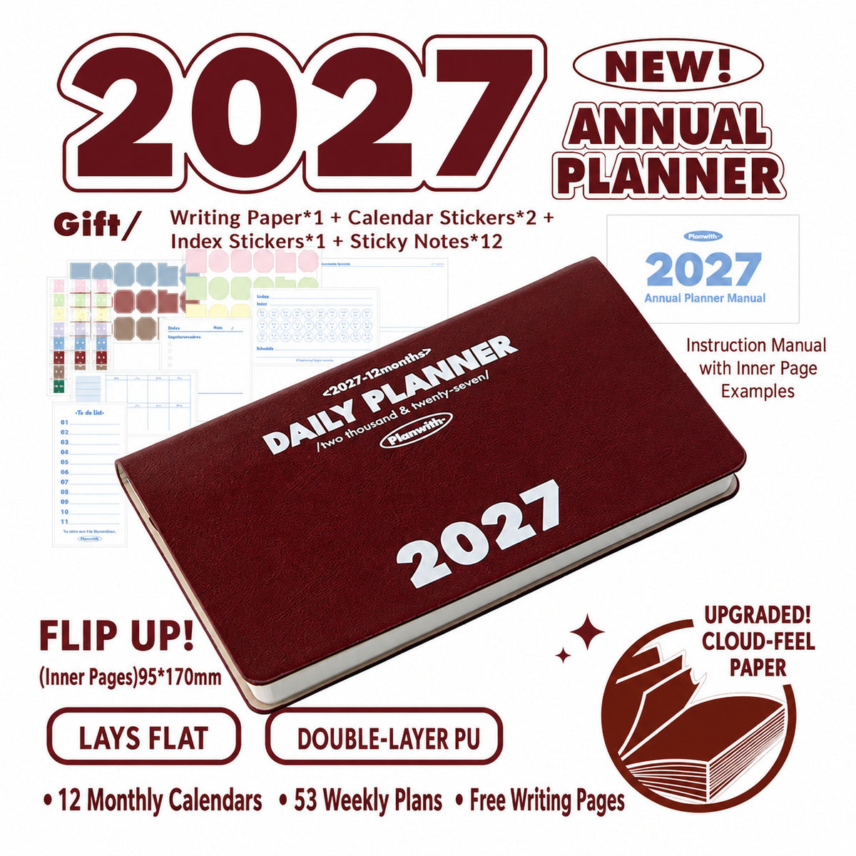 Planwith 2027 Weekly Planner – 4 Layouts 53 Weeks