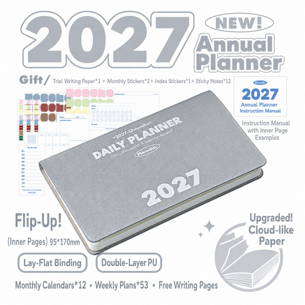Planwith 2027 Weekly Planner – 4 Layouts 53 Weeks