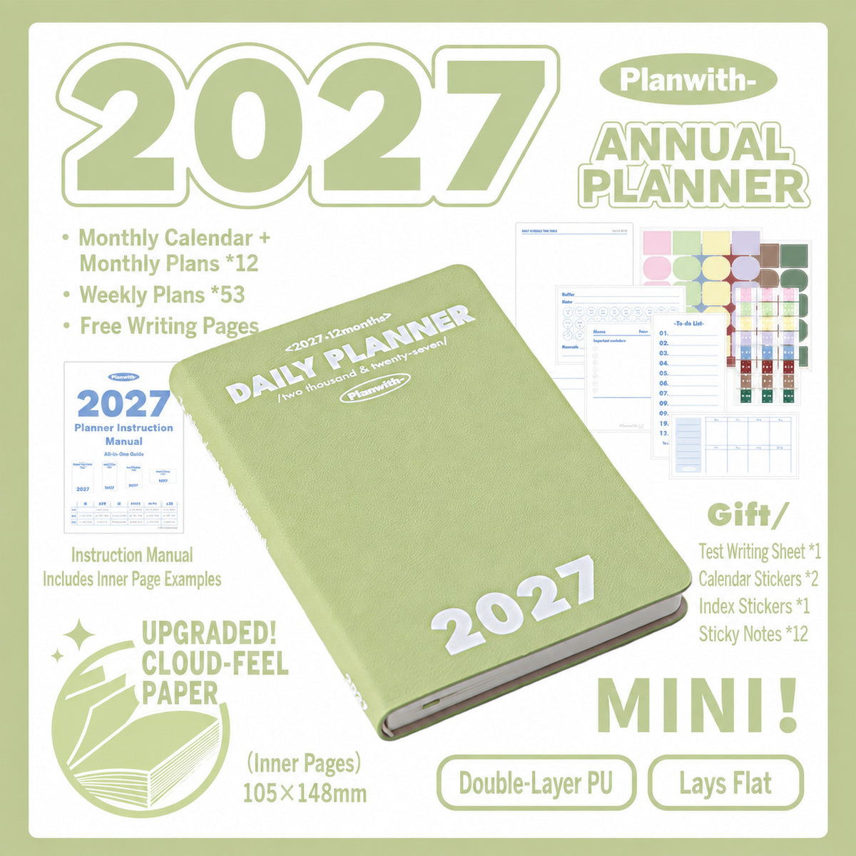 Planwith 2027 Weekly Planner – 4 Layouts 53 Weeks