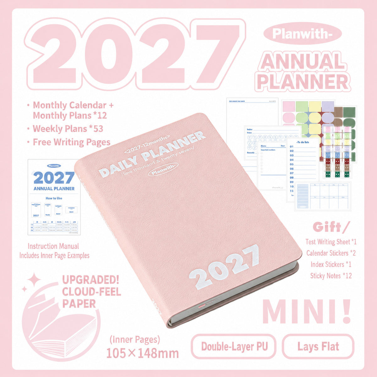 Planwith 2027 Weekly Planner – 4 Layouts 53 Weeks