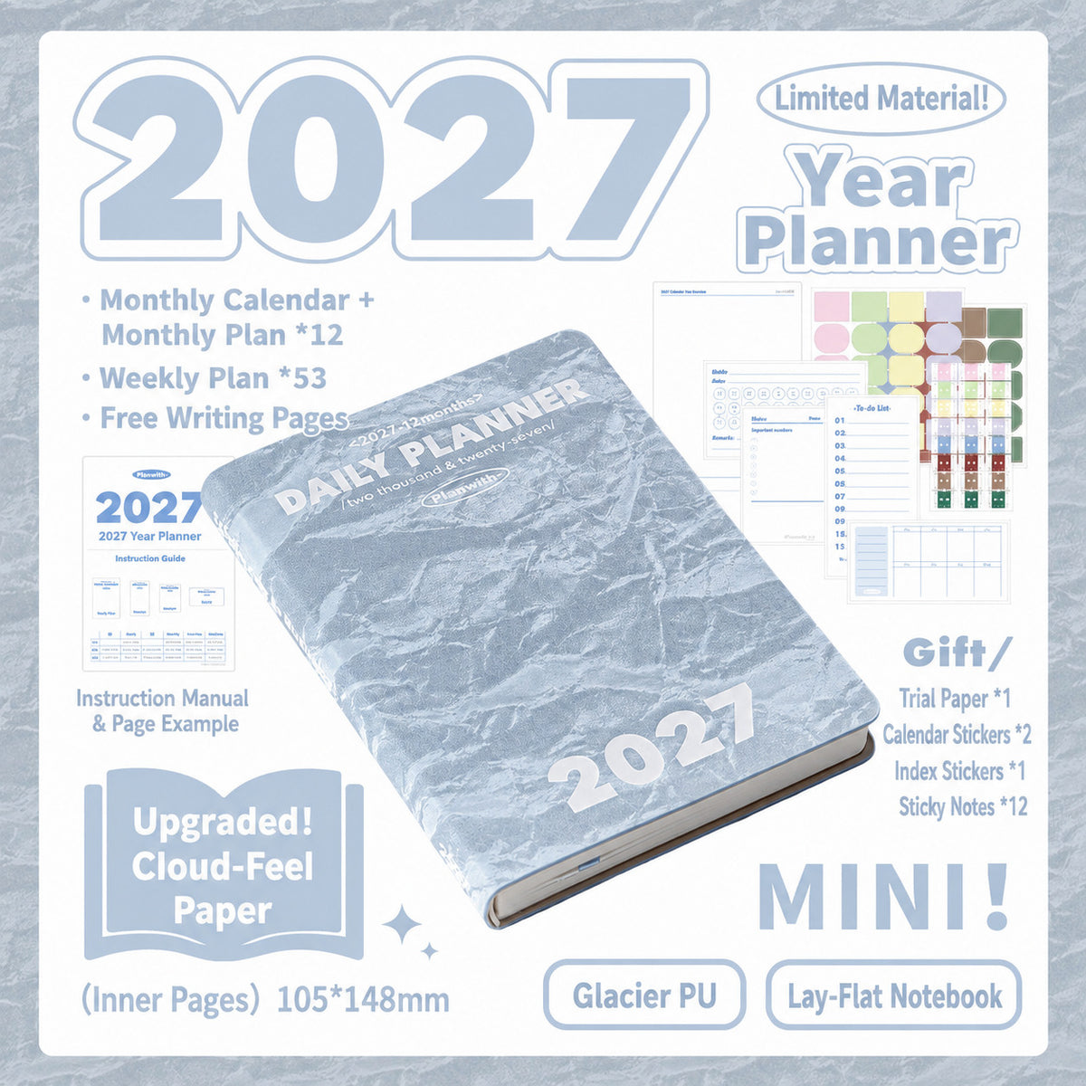 Planwith 2027 Weekly Planner – 4 Layouts 53 Weeks