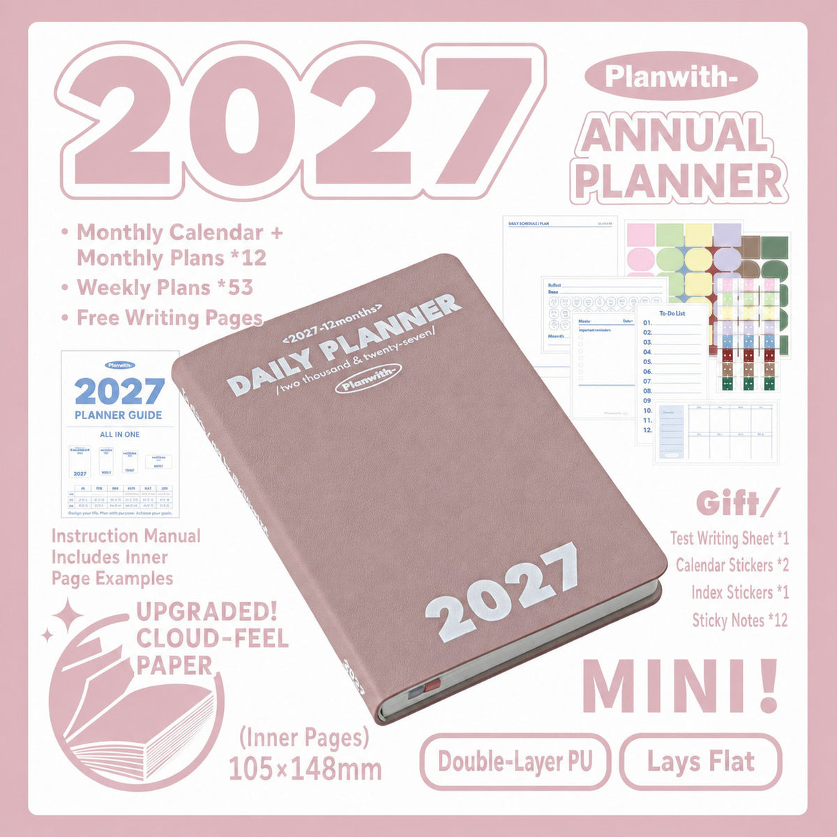 Planwith 2027 Weekly Planner – 4 Layouts 53 Weeks