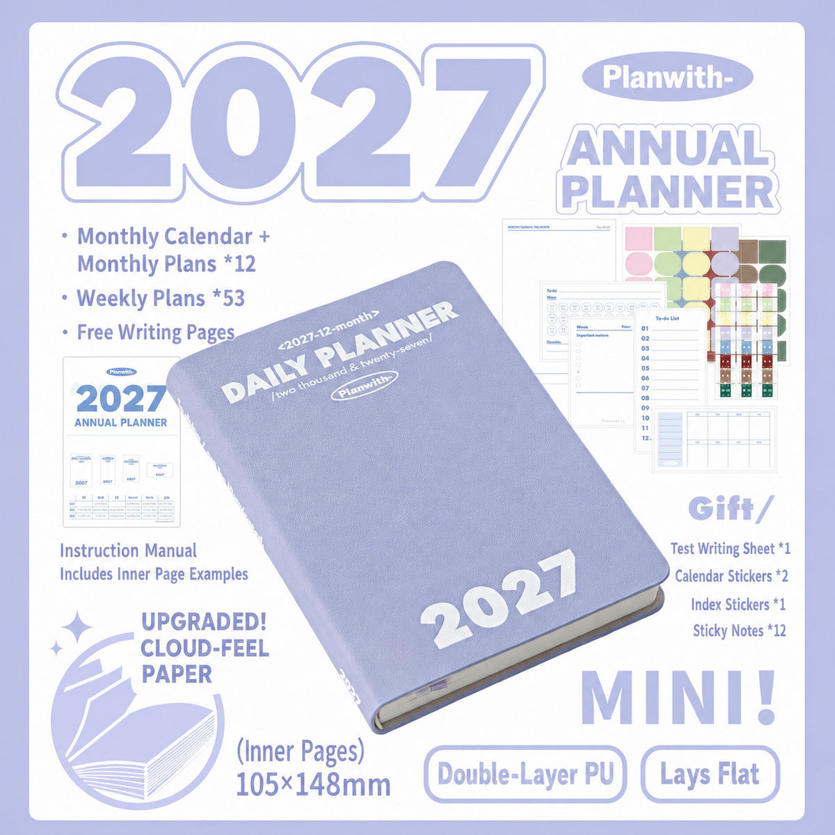 Planwith 2027 Weekly Planner – 4 Layouts 53 Weeks