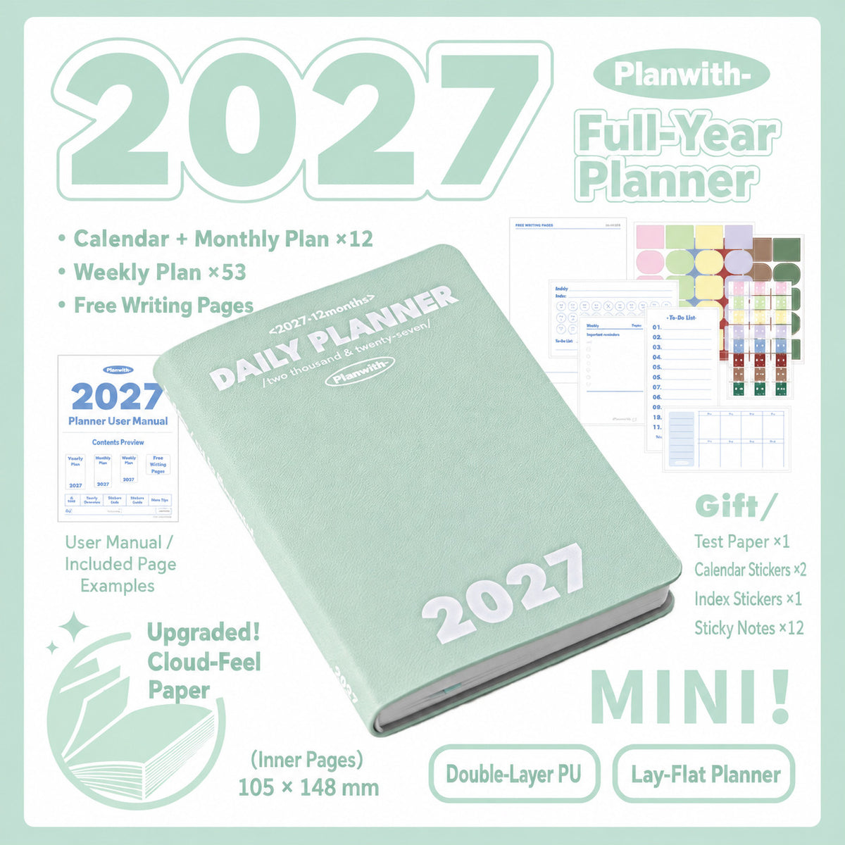 Planwith 2027 Weekly Planner – 4 Layouts 53 Weeks