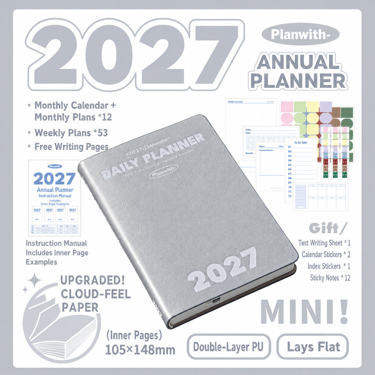 Planwith 2027 Weekly Planner – 4 Layouts 53 Weeks