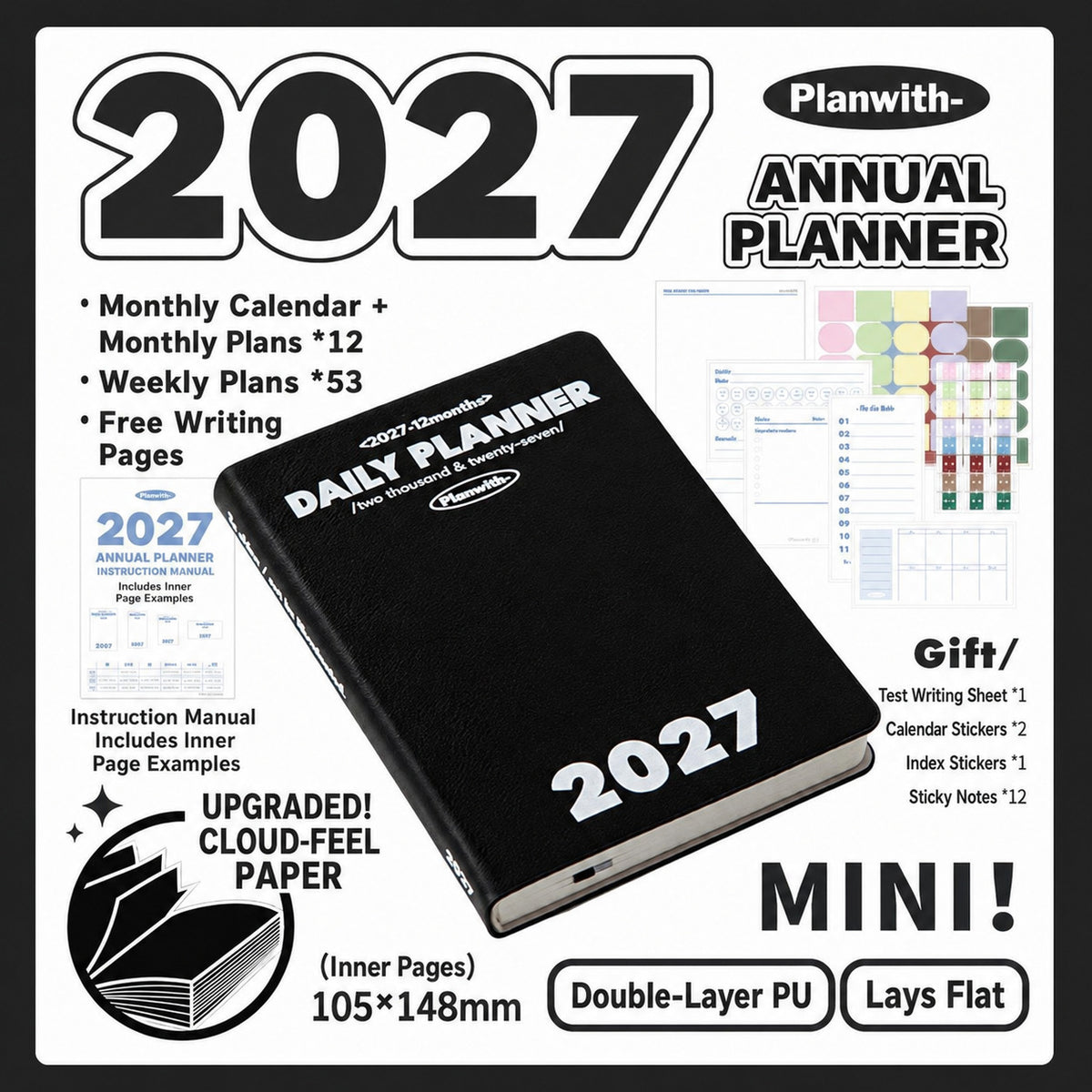Planwith 2027 Weekly Planner – 4 Layouts 53 Weeks