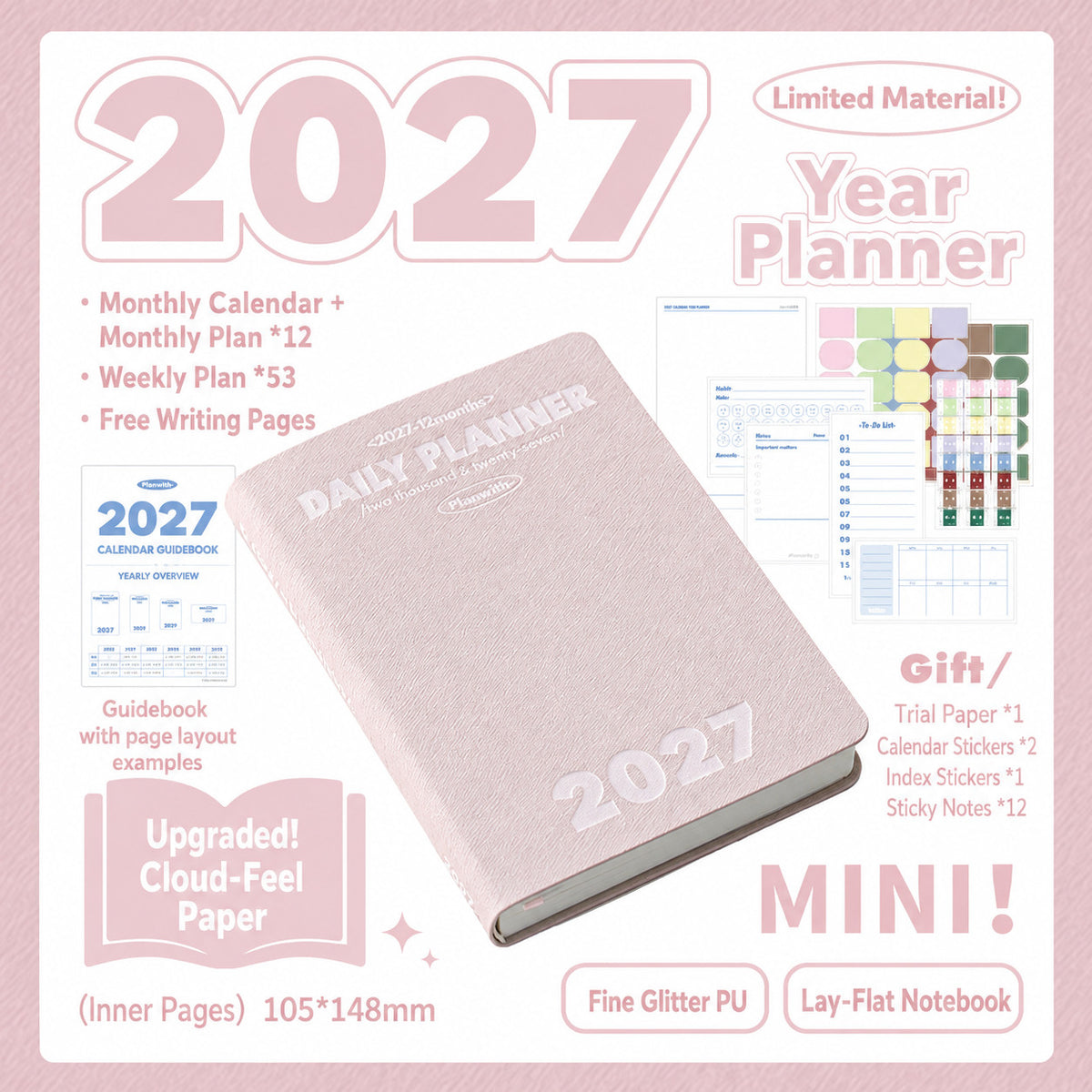 Planwith 2027 Weekly Planner – 4 Layouts 53 Weeks