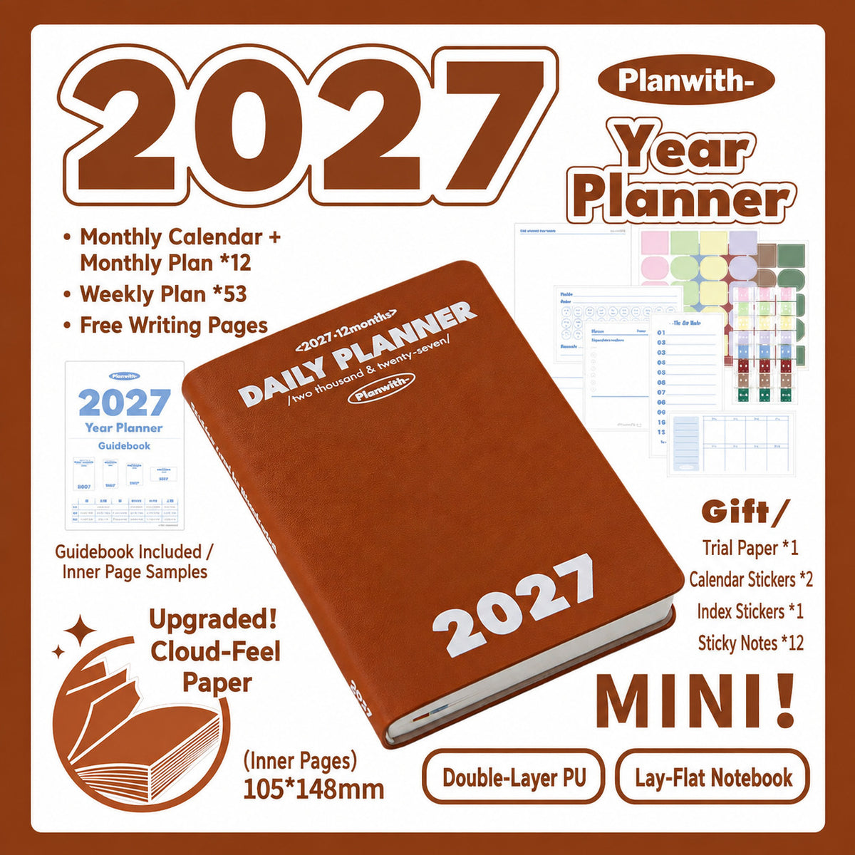 Planwith 2027 Weekly Planner – 4 Layouts 53 Weeks