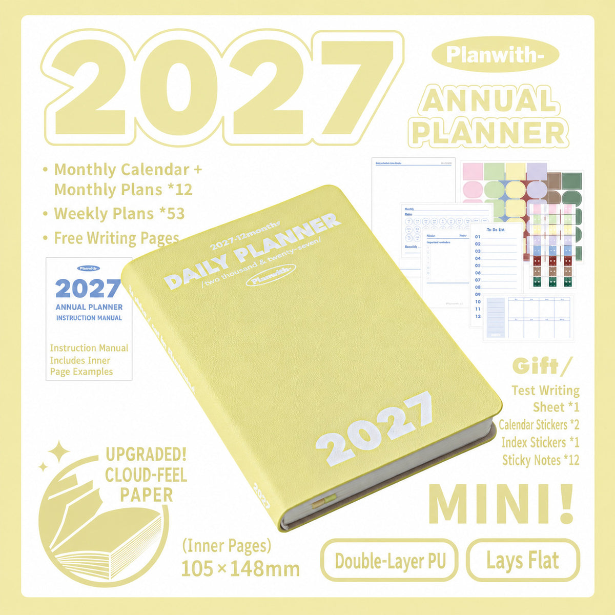 Planwith 2027 Weekly Planner – 4 Layouts 53 Weeks