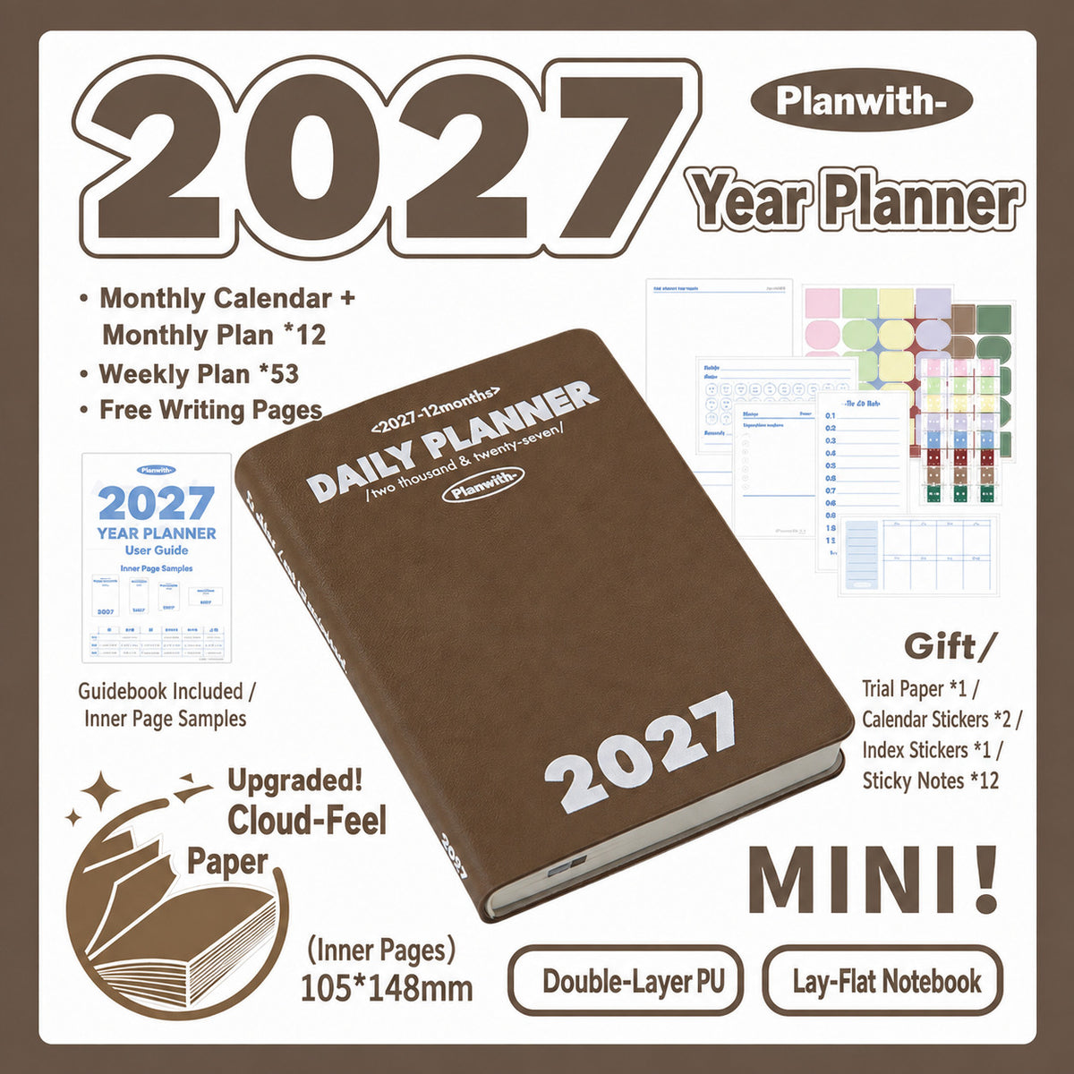 Planwith 2027 Weekly Planner – 4 Layouts 53 Weeks