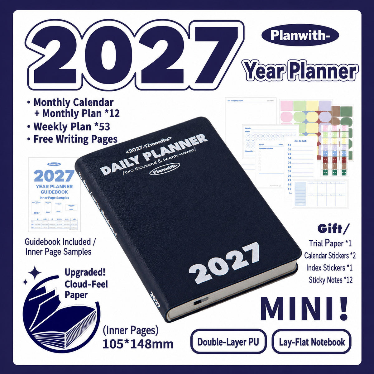 Planwith 2027 Weekly Planner – 4 Layouts 53 Weeks