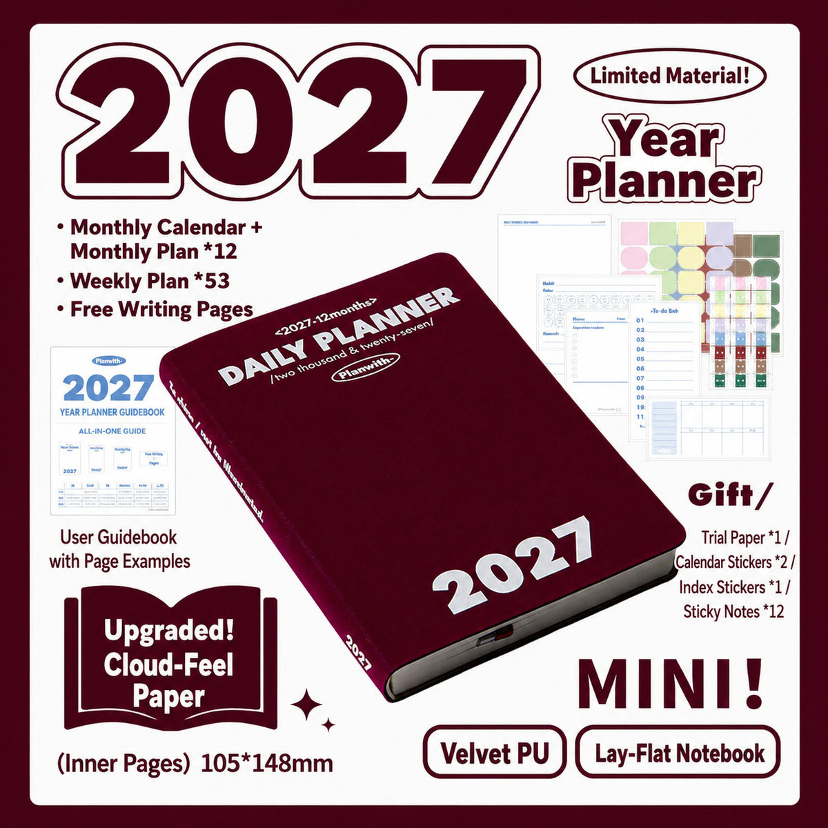Planwith 2027 Weekly Planner – 4 Layouts 53 Weeks
