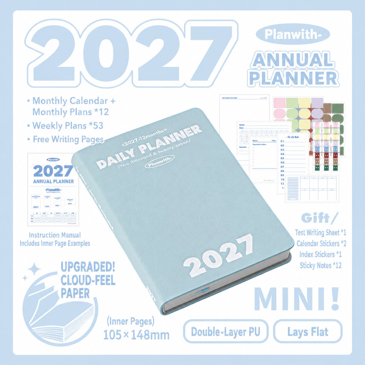 Planwith 2027 Weekly Planner – 4 Layouts 53 Weeks