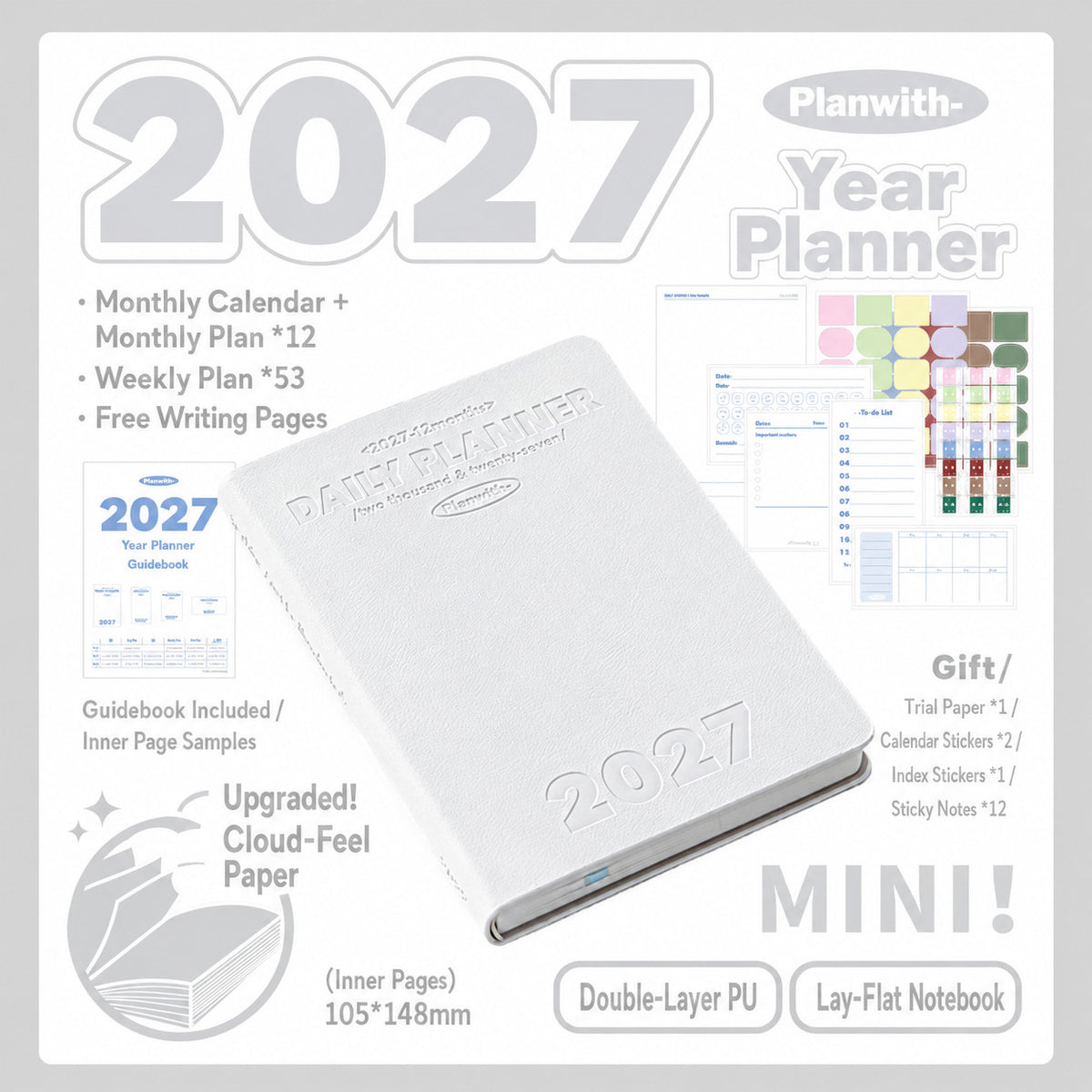 Planwith 2027 Weekly Planner – 4 Layouts 53 Weeks