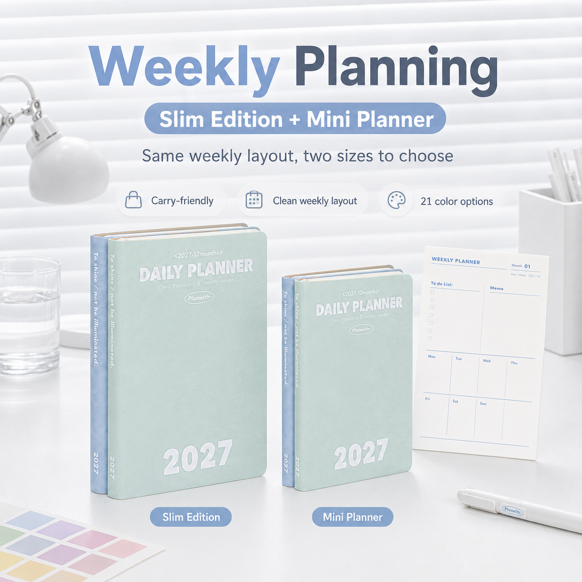 Planwith 2027 Weekly Planner – 4 Layouts 53 Weeks