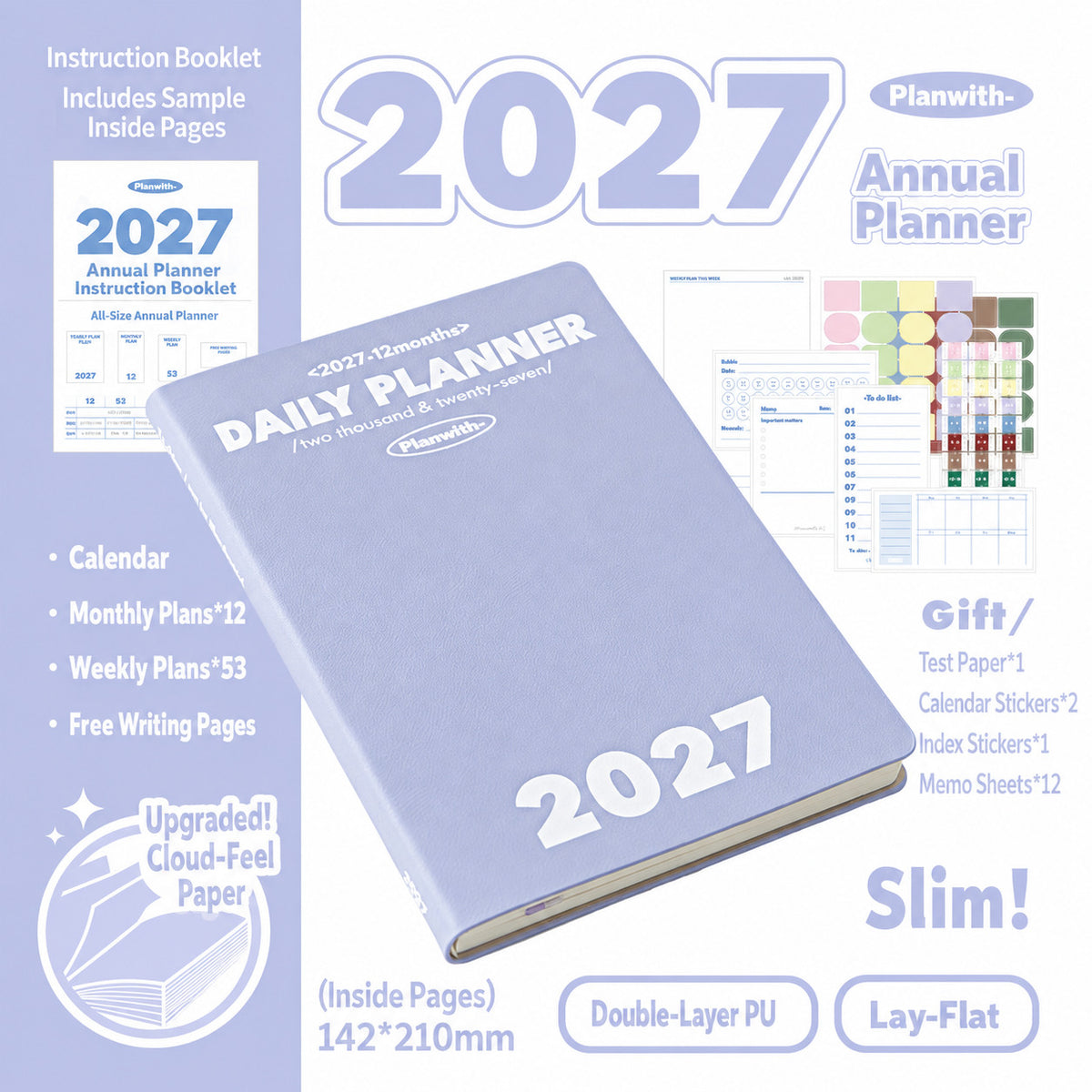 Planwith 2027 Weekly Planner – 4 Layouts 53 Weeks