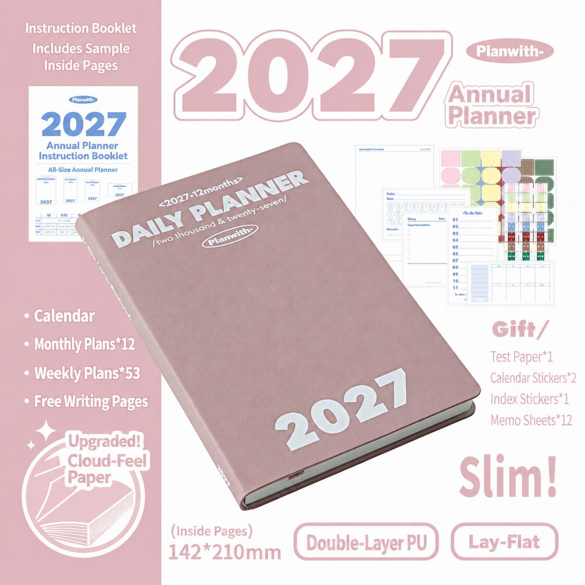 Planwith 2027 Weekly Planner – 4 Layouts 53 Weeks