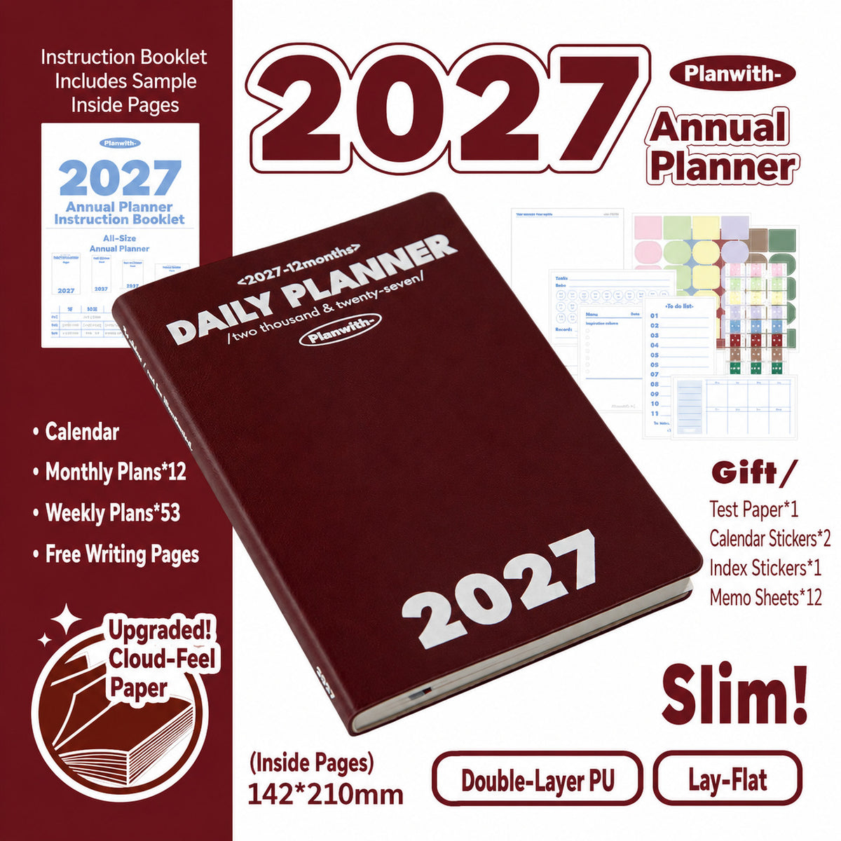Planwith 2027 Weekly Planner – 4 Layouts 53 Weeks