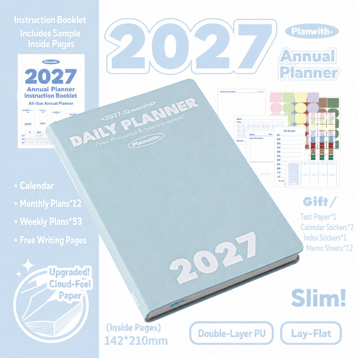 Planwith 2027 Weekly Planner – 4 Layouts 53 Weeks