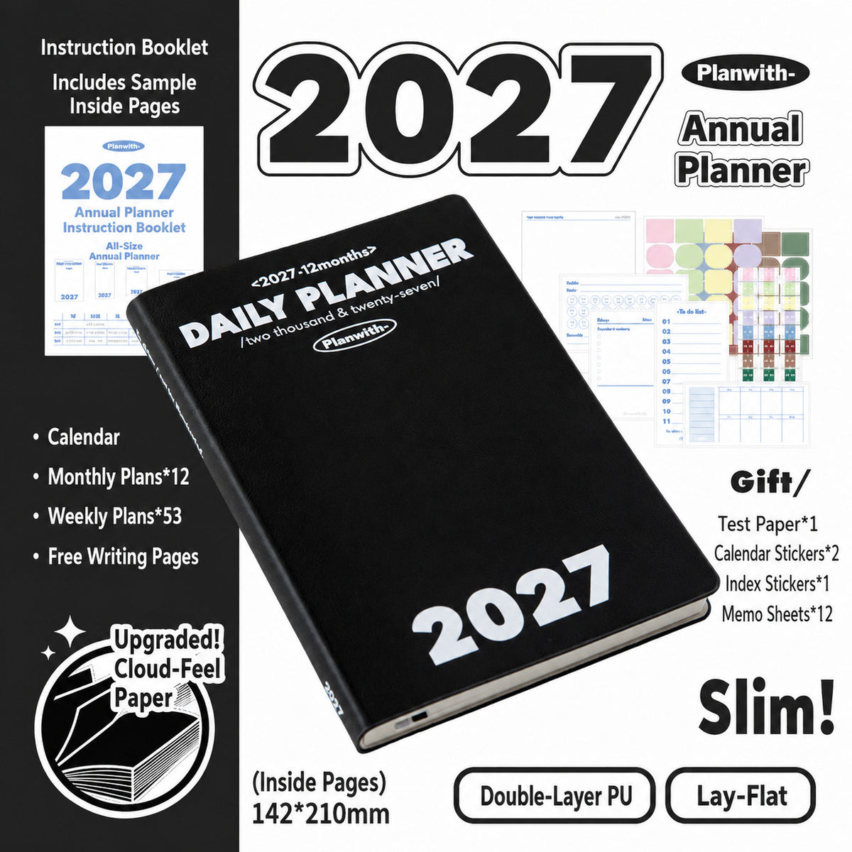 Planwith 2027 Weekly Planner – 4 Layouts 53 Weeks