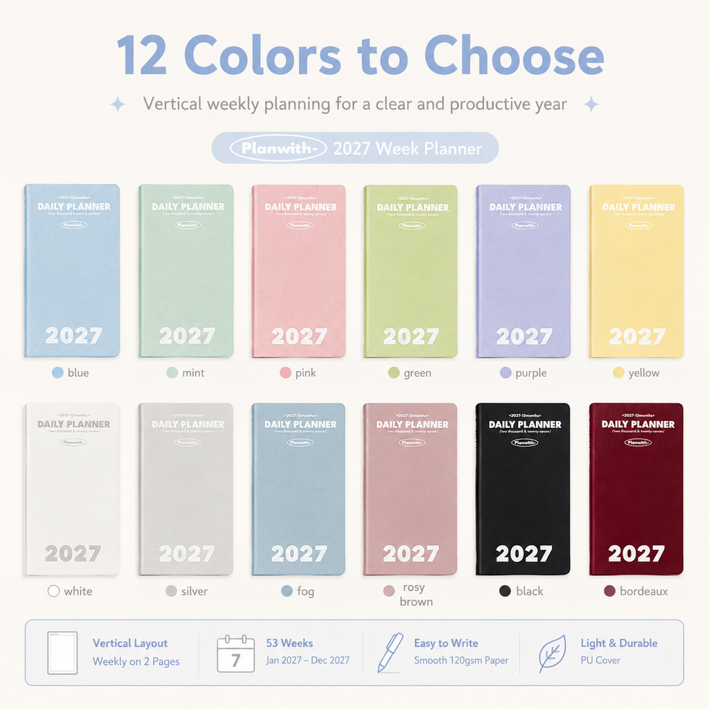 Planwith 2027 Weekly Planner – 4 Layouts 53 Weeks