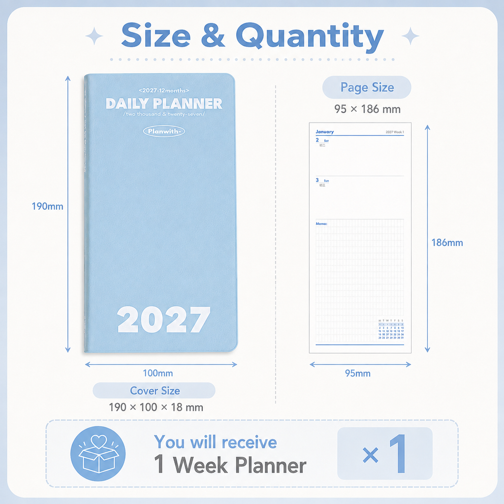 Planwith 2027 Weekly Planner – 4 Layouts 53 Weeks