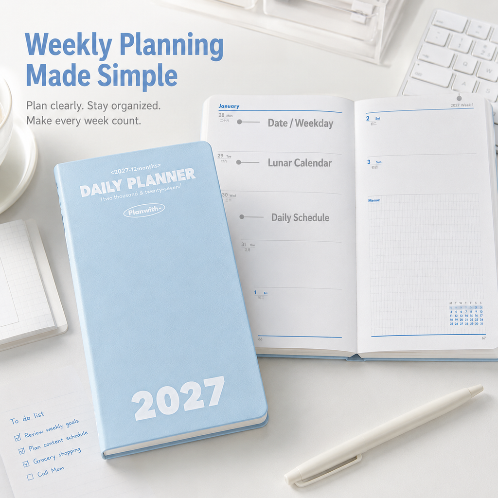 Planwith 2027 Weekly Planner – 4 Layouts 53 Weeks