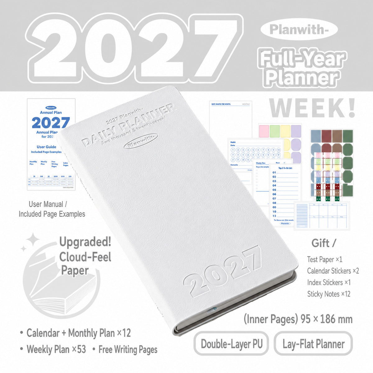 Planwith 2027 Weekly Planner – 4 Layouts 53 Weeks