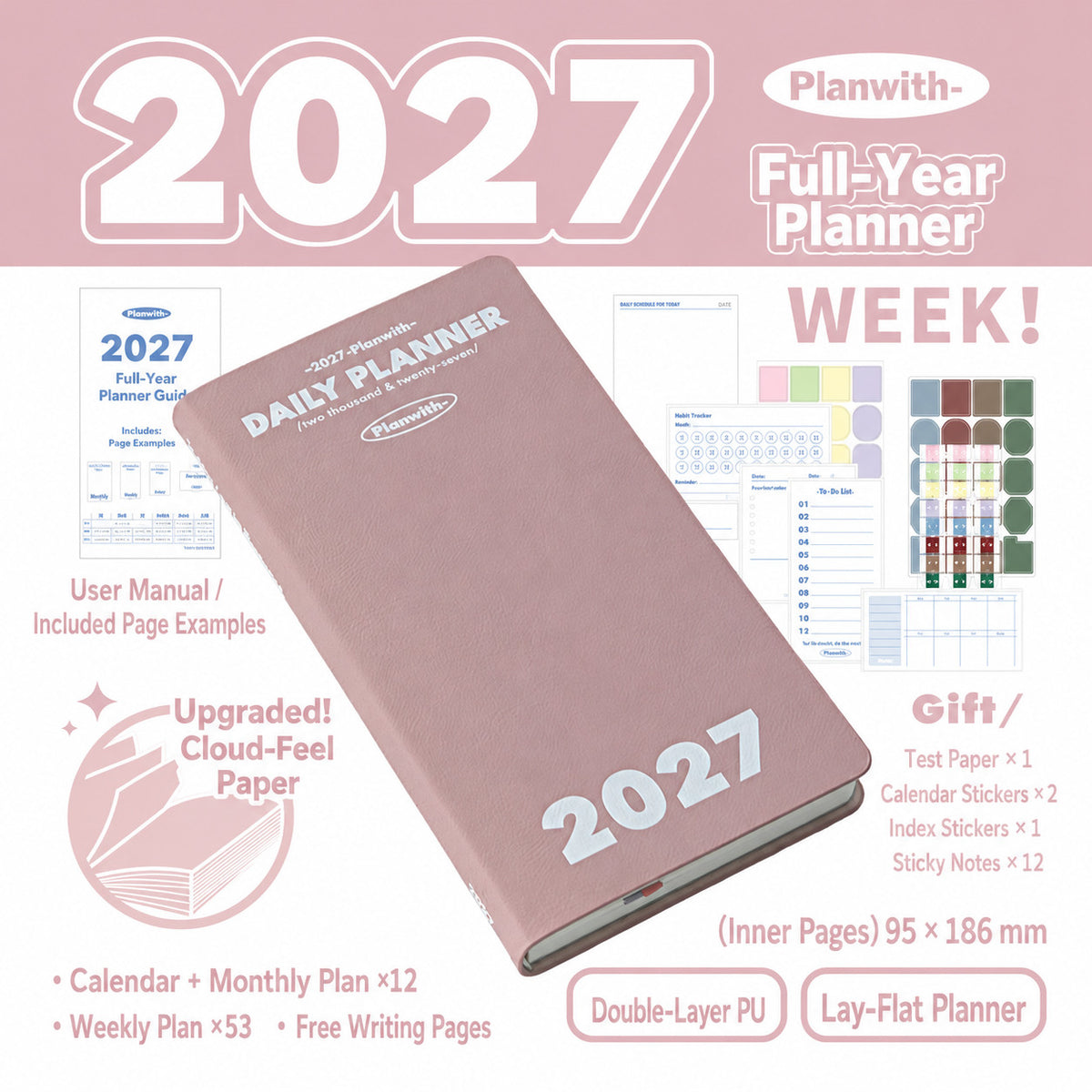 Planwith 2027 Weekly Planner – 4 Layouts 53 Weeks