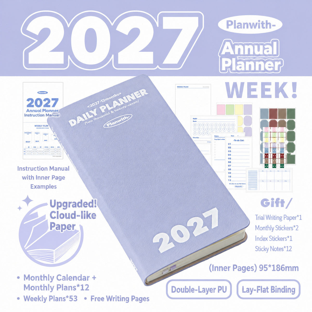 Planwith 2027 Weekly Planner – 4 Layouts 53 Weeks