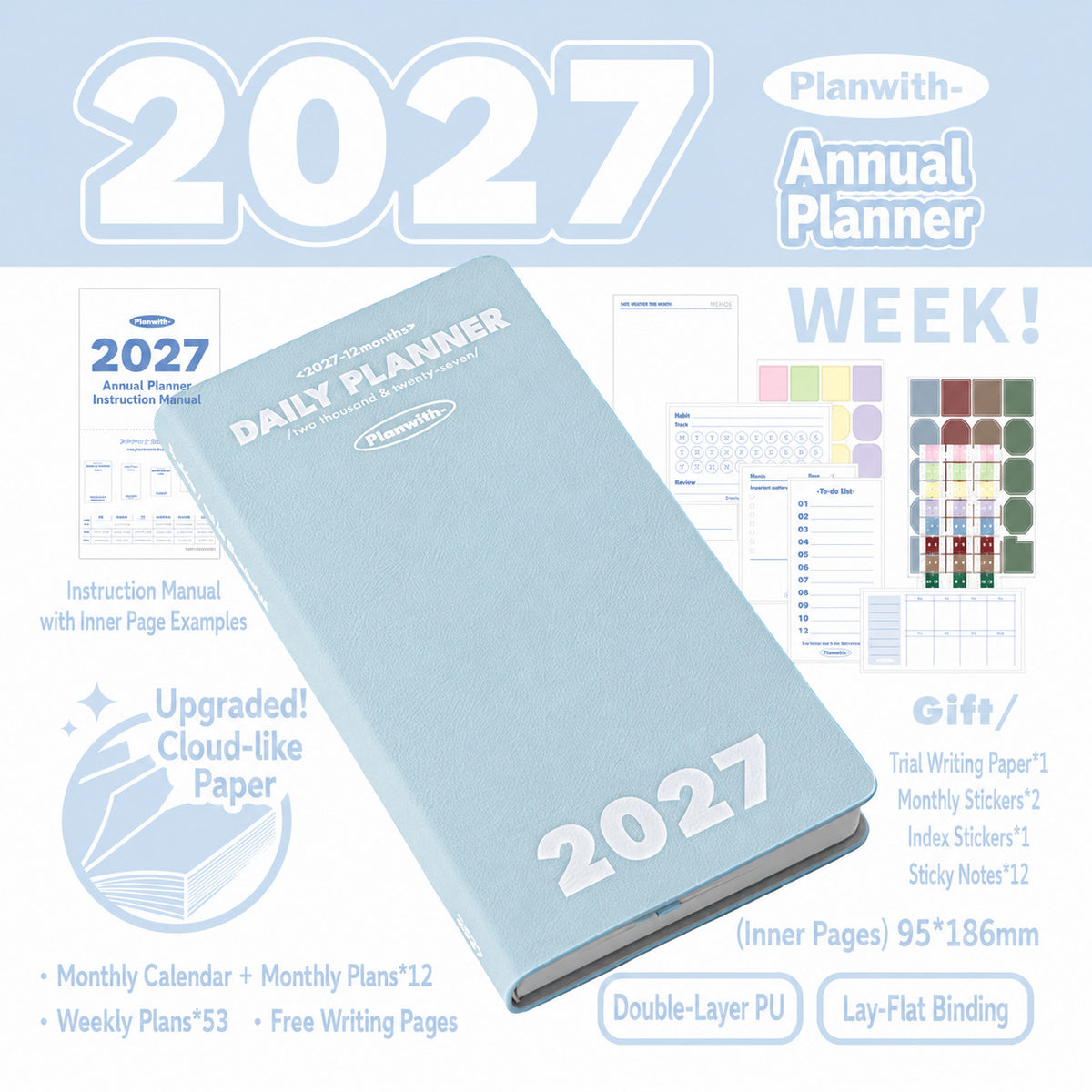 Planwith 2027 Weekly Planner – 4 Layouts 53 Weeks