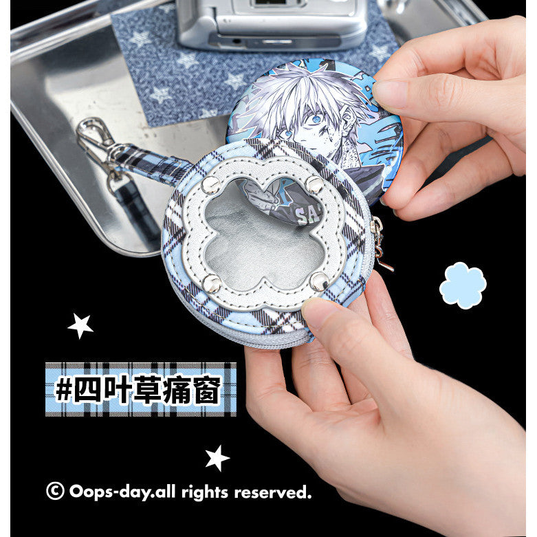 OOPSDAY Plaid Portable Card Holder