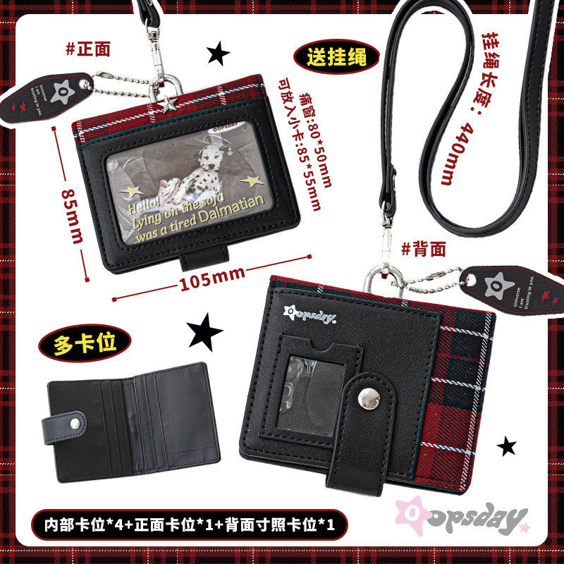 OOPSDAY Plaid Portable Card Holder