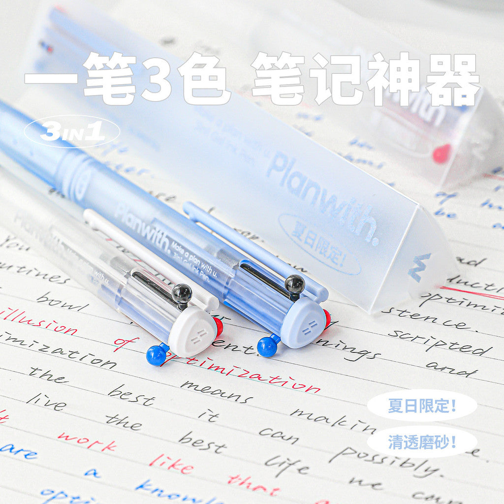Planwith Clear Triangle 3-in-1 Multi-Color Pen