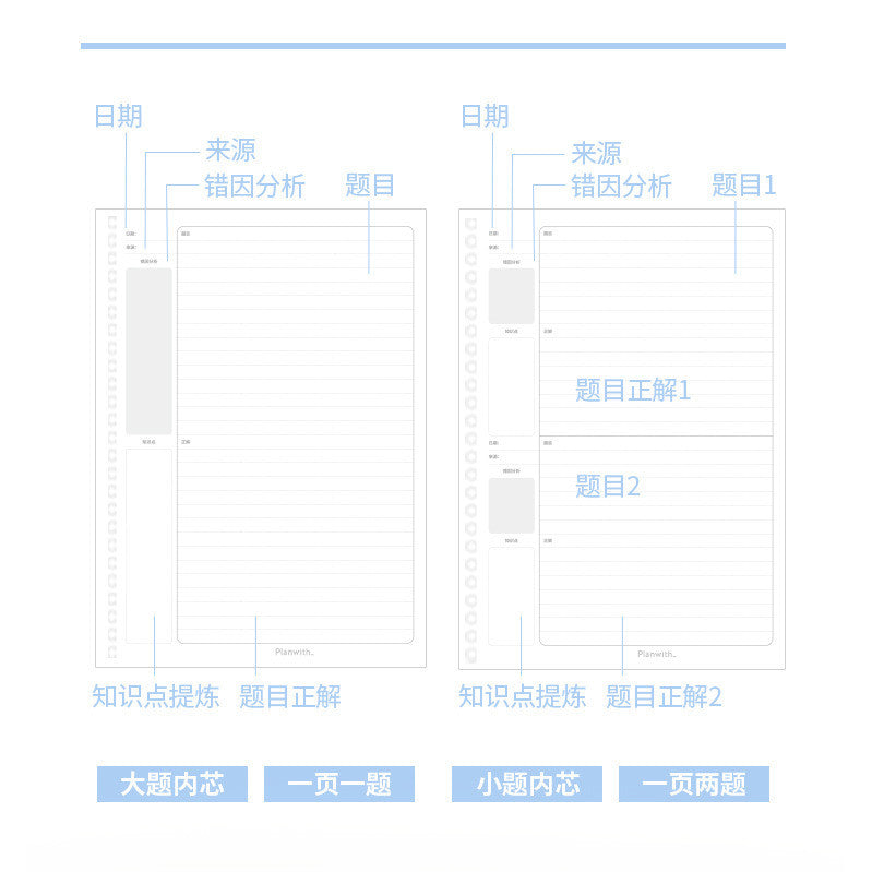 Planwith "Correct" Series Loose-leaf Wrong Question Notebook