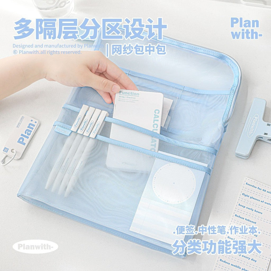 Planwith Classify A4 Multi-Compartment Mesh File Bag