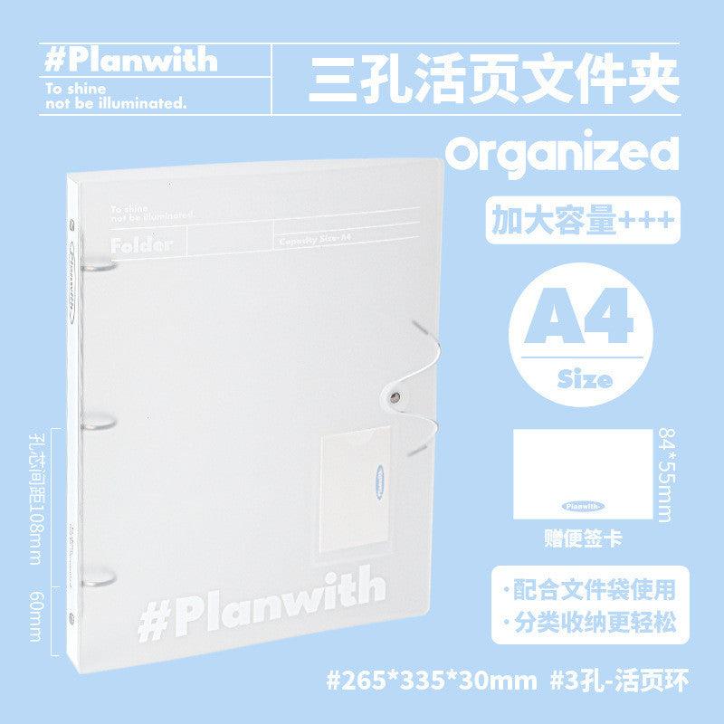 Planwith "Organized" Clear 3-Ring Binder