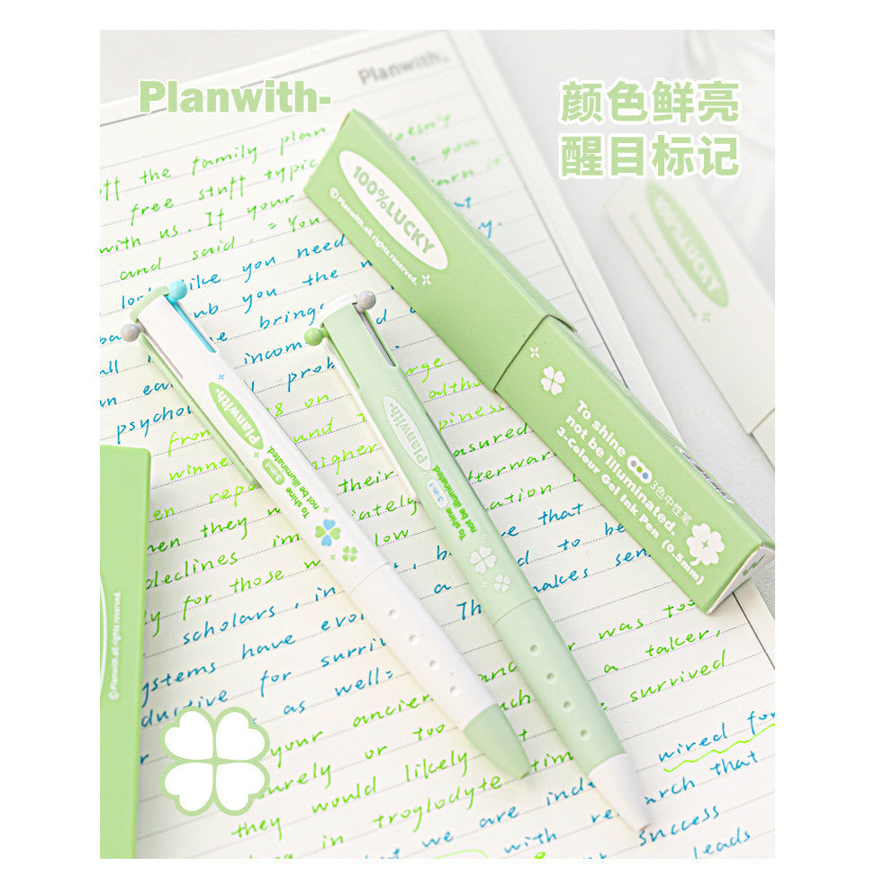 Planwith "Four-Leaf Clover" 3-in-1 Multi-Color Gel Pen