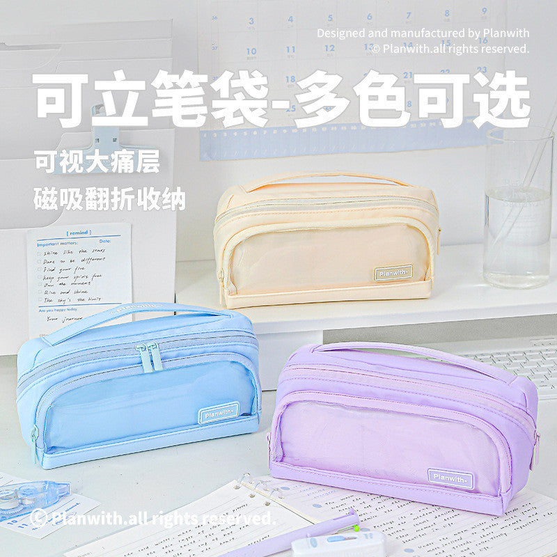 Planwith Block Vertical Double-Compartment Pencil Case