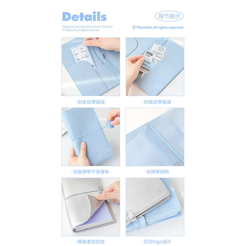 Planwith "Little Silver" Soft Leather Travel Journal