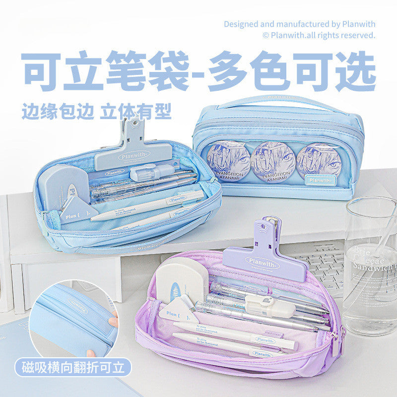 Planwith Block Vertical Double-Compartment Pencil Case