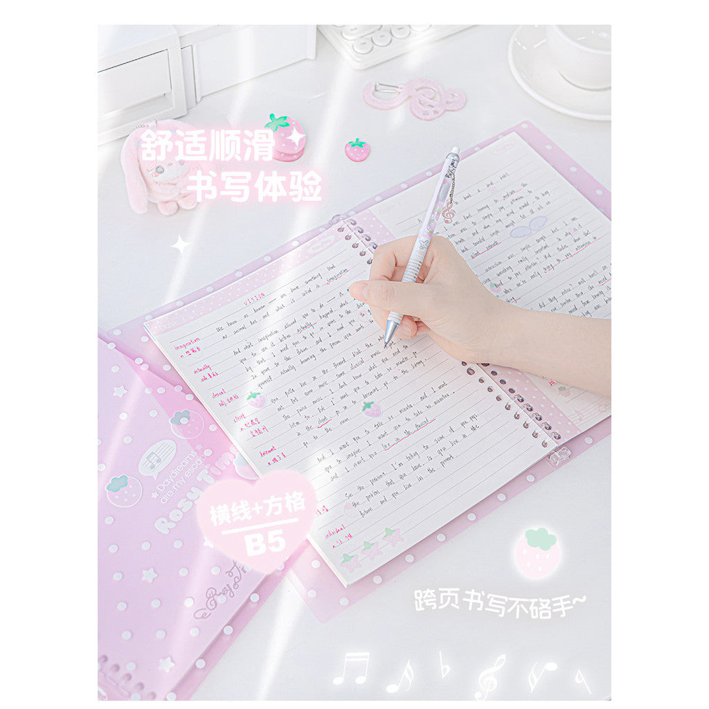 RosyPosy Strawberry Polka Dot Softcover Loose-Leaf Notebook